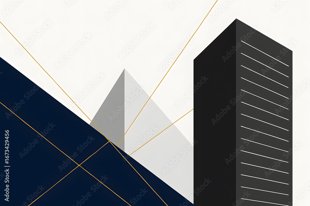 Aufkleber abstract geometric building design with sharp lines and contrasting color scheme