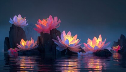 Neo-Lotus Luminescent Flora of the Chronoscape