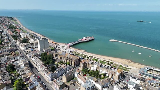 Herne Bay seaside town Kent UK drone,aerial