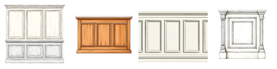 Elegant Wall Paneling Set: Interior Design Elements for Home Decor and Architecture