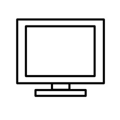 White Monitor Icon Illustration – Simple Line Display for Tech and Office Use