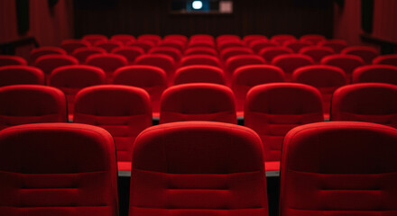 Immersive red cinema seats await your audience, creating anticipation for a captivating movie experience