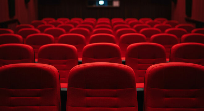Immersive red cinema seats await your audience, creating anticipation for a captivating movie experience