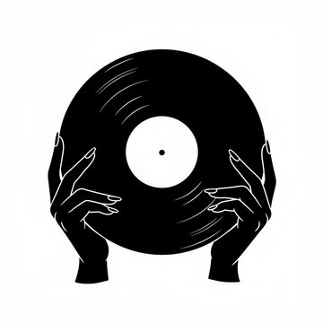 black vinyl record held hands clip art preview