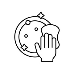 Dish Washing Clean Line Icon: Kitchen and Chore