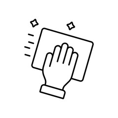 Dusting Housework Line Icon: Cleaning and Home Chores