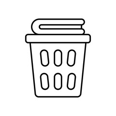 Laundry Basket Household Line Icon: Clothes and Washing