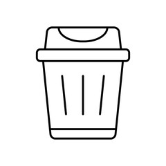 Trash Bin Waste Line Icon: Garbage and Disposal