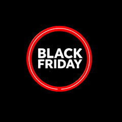 Black Friday sale icon featuring a white text "BLACK FRIDAY" in the red circle against black background