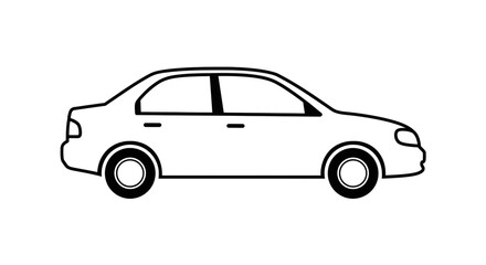 Sleek black and white sedan silhouette perfect for automotive design, branding, and transportation projects