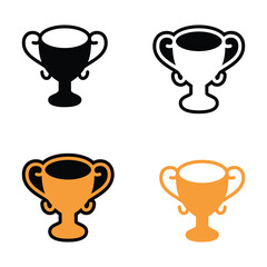 Victory Trophy Vector Set. Award Cup Silhouette Icons