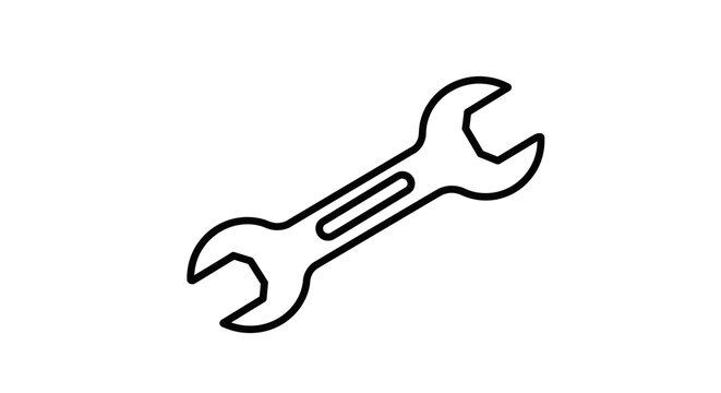 Simple black line drawing of a combination wrench on a white background