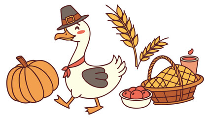 Grateful Harvest colored  Goose with a Playful touch, placed in a Thanksgiving theme