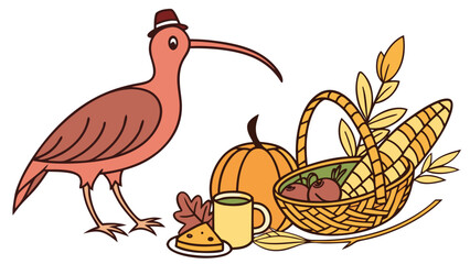 SVG art: A Silly  Curlew in a Thanksgiving vibe, tinted with Grateful Harvest tones