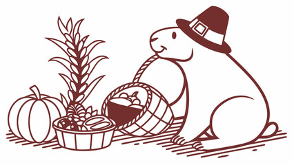 A Relaxed  Capybara in a Thanksgiving theme – Grateful Harvest palette SVG illustration