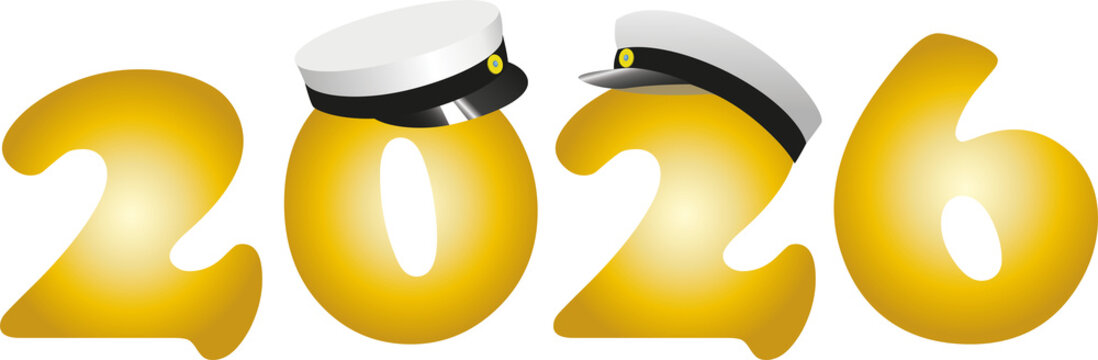 Graduation 2026, traditional Swedish "Studenten" caps, to celebrate the finish  from Gymnasium.  Vector Illustration