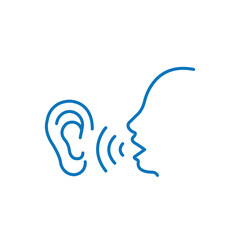 Ear vector icon  hearing symbol. Simple  flat design for web or mobile app %28blue version%29