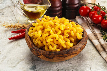 Italian cuisine - dry cellentani pasta
