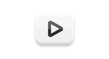 Modern glossy white play button icon for streaming and media playback, clean digital user interface element