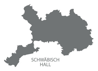 Schwaebisch Hall city map with boroughs grey illustration silhouette shape