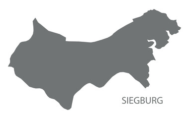 Siegburg city map with boroughs grey illustration silhouette shape