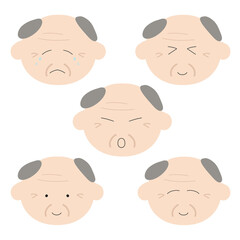 Paintings of grandfather's face with various facial expressions 