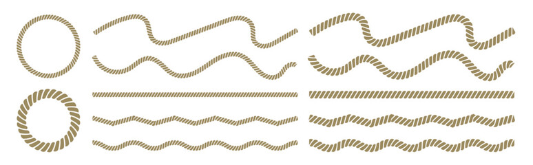 縄のイラストと装飾（縄　しめ縄　日本　和風　JAPAN）