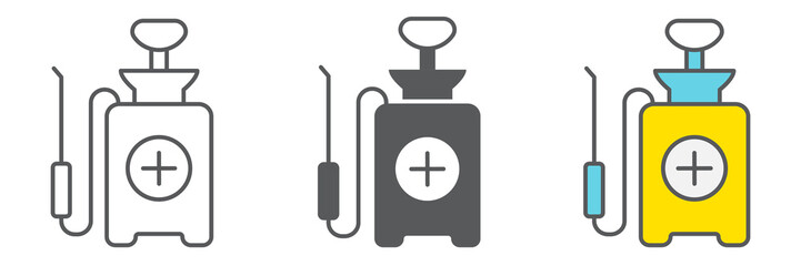 Disinfection pressure sprayer line icon, hygiene and disinfection, disinfectant canister sign vector graphics, editable stroke linear icon