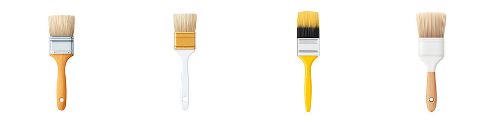 Set of Paintbrushes: Art Supplies, Painting, and DIY Projects on White