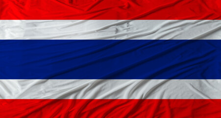 Close up of Thailand flag waving. Flag of Thailand with cloth texture