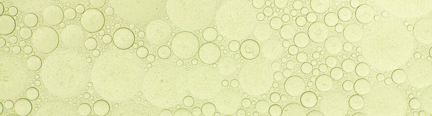 Macro microscope green bubble texture, Close-up Green bubbles and drops oil background . blue green...