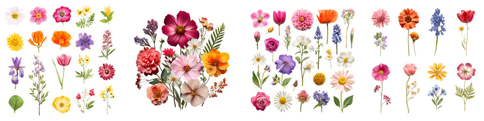 Watercolor Floral Elements Set - Wildflowers, Botanical Illustration