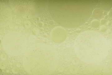 Macro microscope green bubble texture, Close-up Green bubbles and drops oil background . blue green...