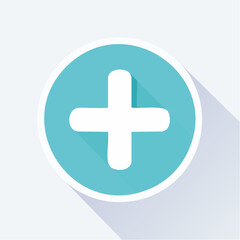 Obraz premium Minimalistyczna ikona wektorowa przedstawiająca znak plus (+), płaski design, miękkie rogi, nowoczesny styl, idealna do aplikacji social media i interfejsów mobilnych.