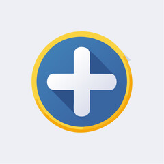 Obraz premium Minimalistyczna ikona wektorowa przedstawiająca znak plus (+), płaski design, miękkie rogi, nowoczesny styl, idealna do aplikacji social media i interfejsów mobilnych.