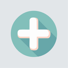 Minimalistyczna ikona wektorowa przedstawiająca znak plus (+), płaski design, miękkie rogi, nowoczesny styl, idealna do aplikacji social media i interfejsów mobilnych.