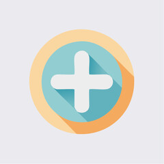 Obraz premium Minimalistyczna ikona wektorowa przedstawiająca znak plus (+), płaski design, miękkie rogi, nowoczesny styl, idealna do aplikacji social media i interfejsów mobilnych.