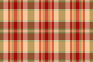Classic plaid pattern with intersecting lines in warm autumn tones. Ideal for backgrounds, textiles, or festive designs. Timeless and versatile.