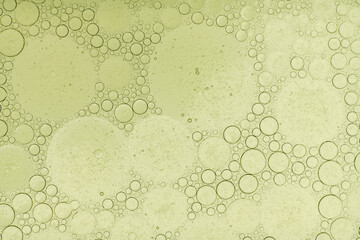 Macro microscope green bubble texture, Close-up Green bubbles and drops oil background . blue green...