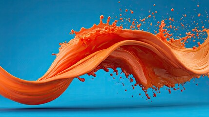 Vibrant Abstract Fluid Motion Against a Blue Background