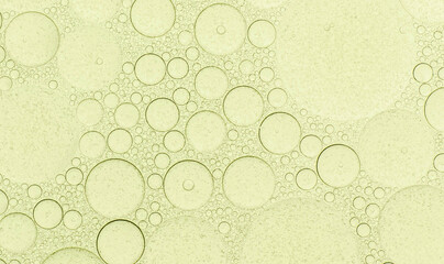 Macro microscope green bubble texture, Close-up Green bubbles and drops oil background . blue green...