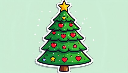Cartoon Christmas tree with ornaments