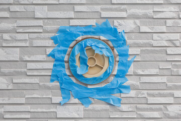 クーラーキャップのシール工事のマスキング