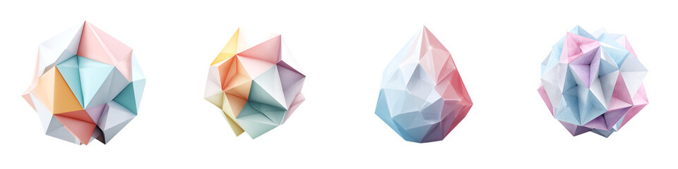 Fototapeta premium Abstract Low Poly Geometric Shapes: Pastel Colored 3D Design Elements