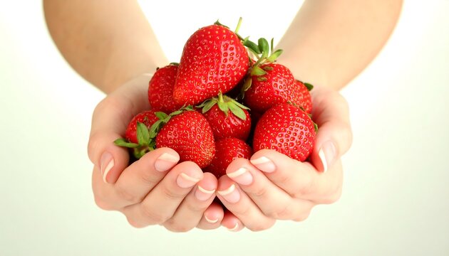 Fresh strawberries held in hands (1) - Powered by Adobe