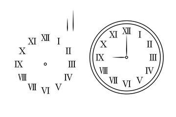 ローマ数字の時計のアイコンと各部品の素材