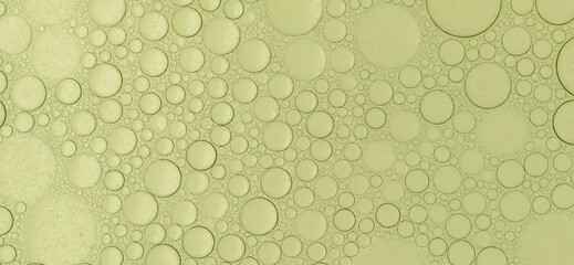 Macro microscope green bubble texture, Close-up Green bubbles and drops oil background . blue green...