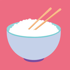 Bowl of food with chopsticks on white background isolated plate Japanese meal