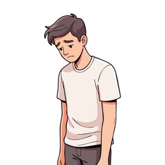 Fototapeta premium Sad young man expressing disappointment in a minimalist vector illustration style 