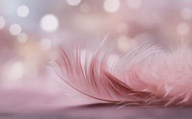 Obraz premium Elegant soft pink feather with delicate natural texture airy and gentle appearance perfect for beauty feminine artistic minimal and tranquil design themes